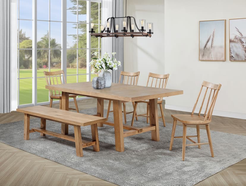 Middleton 6-piece Extension Leaf Dining Set Natural Brown
