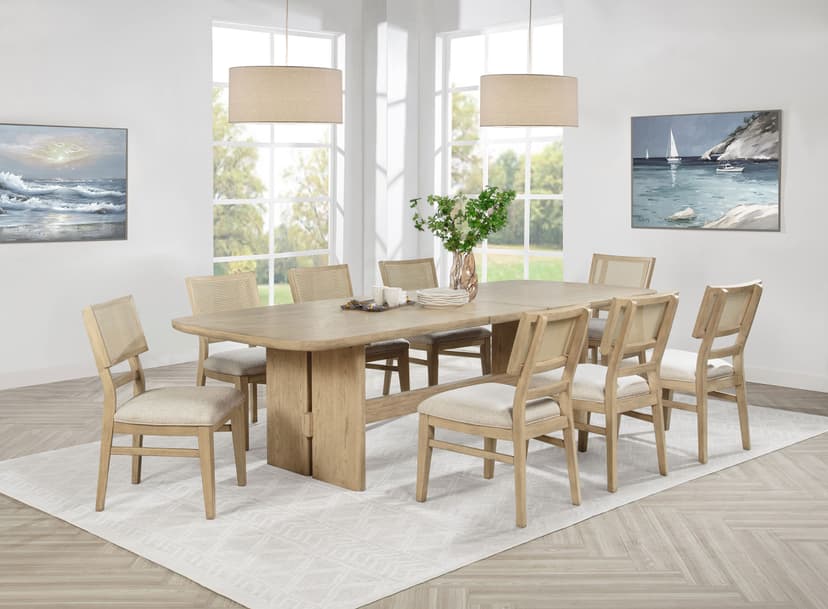 Kailani 9-piece Rectangular Wood Dining Table Set Beige Oak