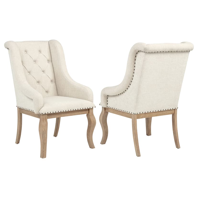 Brockway Upholstered Arm Chair Barley Brown (Set of 2)
