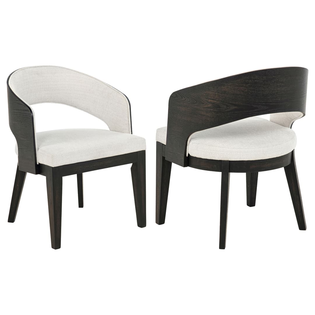 Leandro Upholstered Dining Arm Chair Cream (Set of 2)
