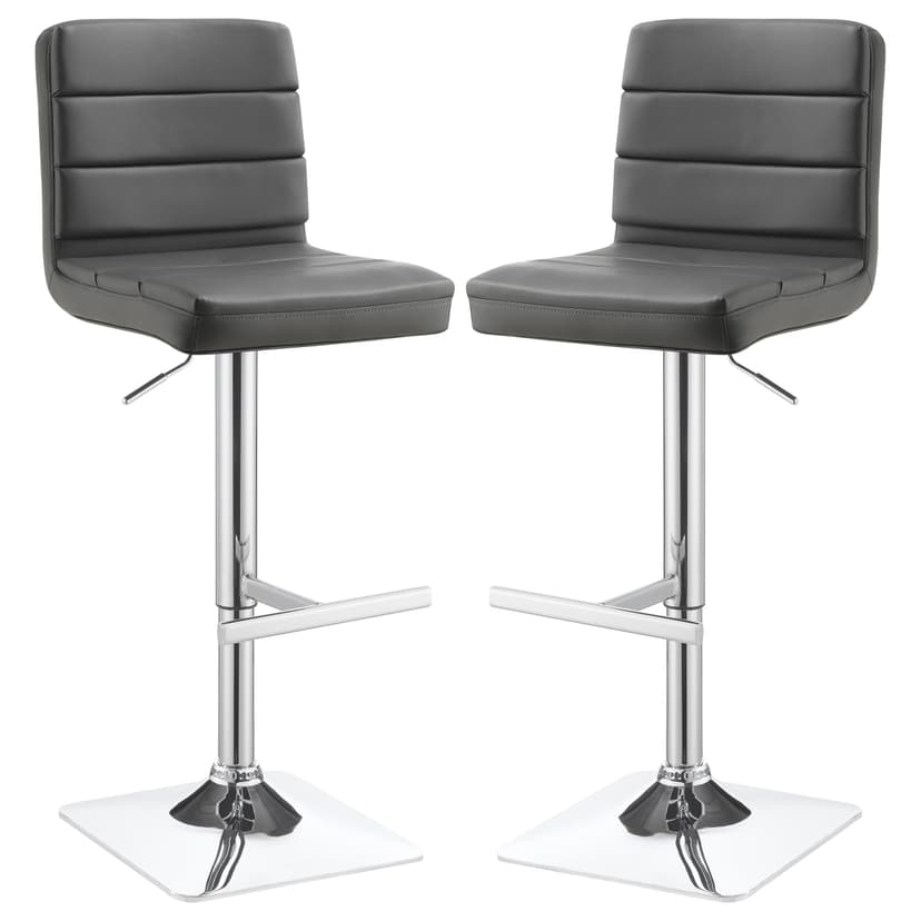 Bianca Upholstered Adjustable Bar Stool Grey (Set of 2)