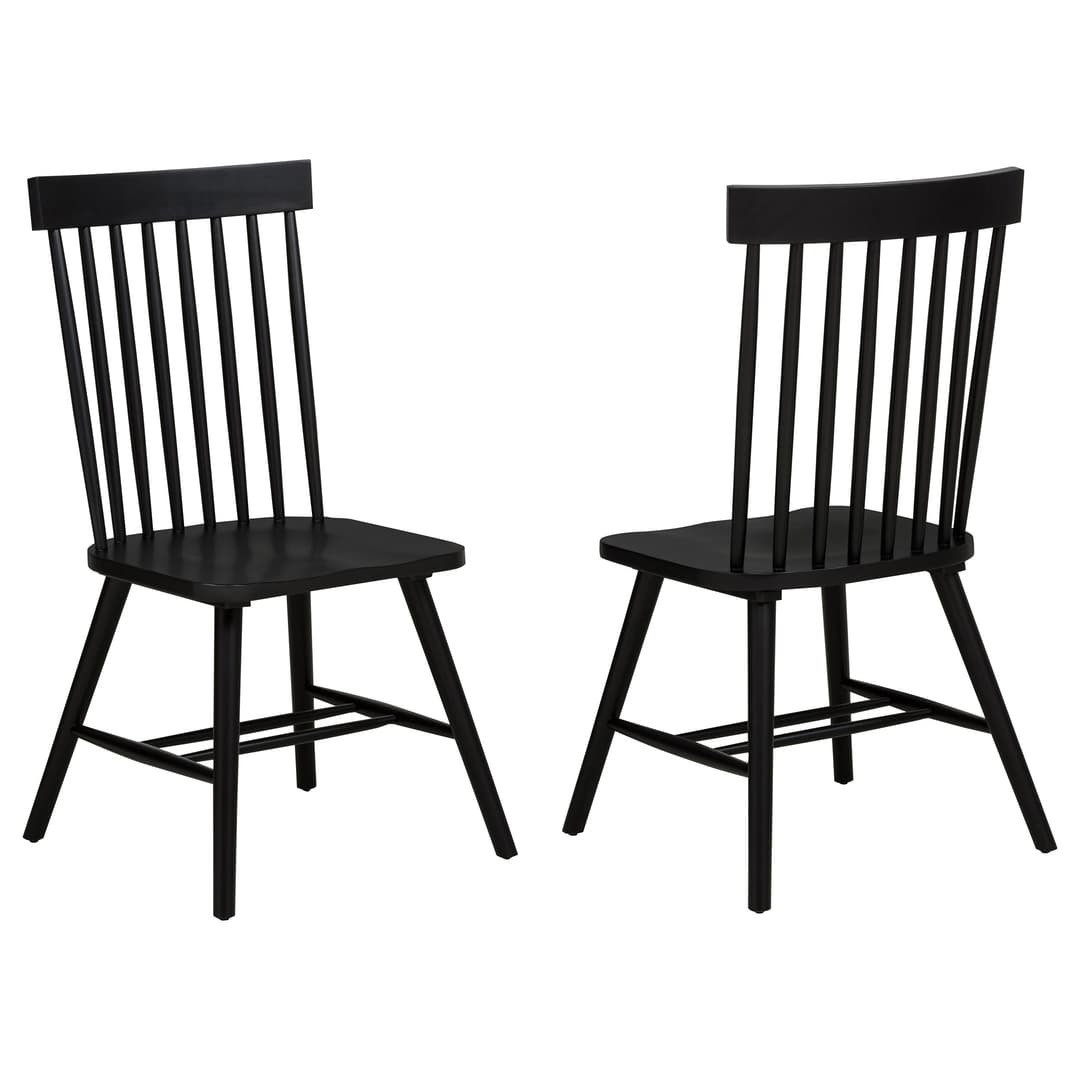 Andrews Windsor Spindle Back Dining Side Chair Black (Set of 2)