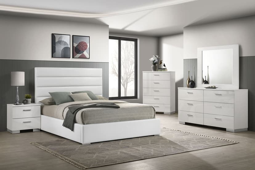 Felicity 5-piece Queen Bedroom Set White High Gloss
