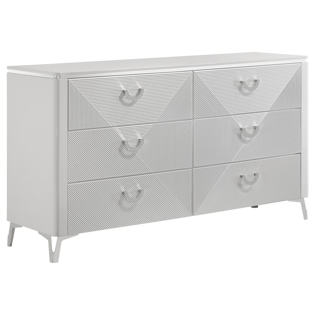 Cassia 6-drawer Bedroom Dresser Cabinet White High Gloss