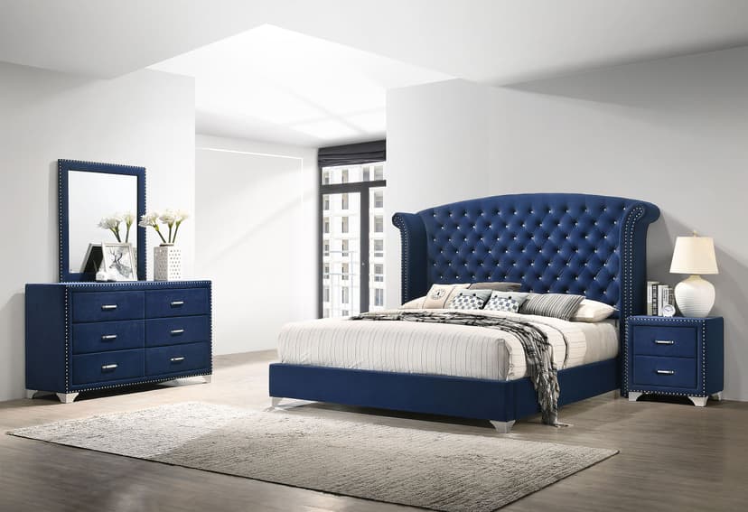 Melody 4-piece Eastern King Bedroom Set Pacific Blue