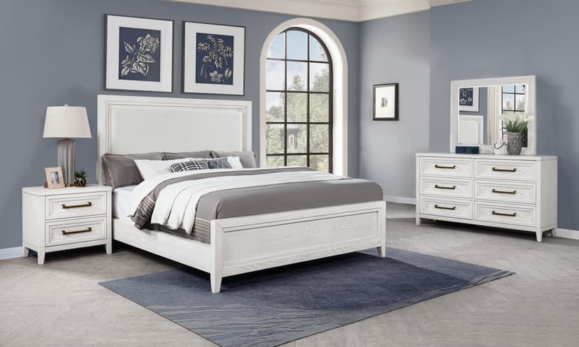 Marielle 4-piece Cal King Bedroom Set Distressed White 