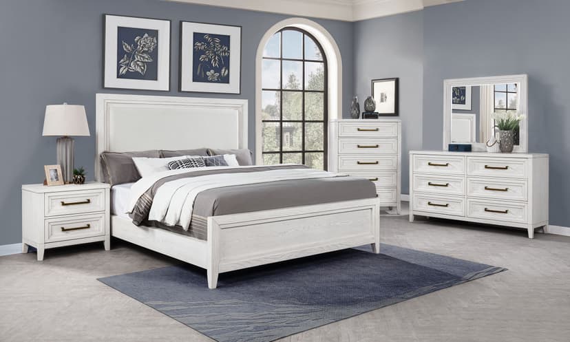 Marielle 5-piece Cal King Bedroom Set Distressed White 