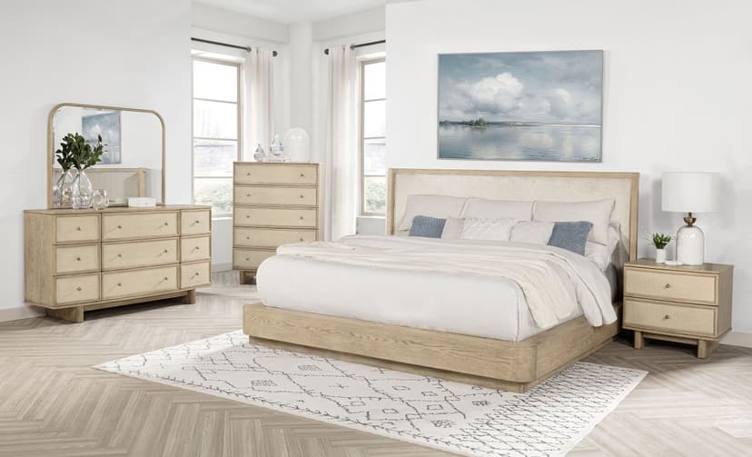 Kailani 5-piece Eastern King Bedroom Set Beige Oak