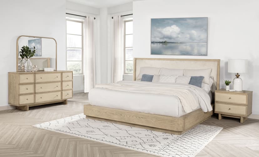 Kailani 4-piece Queen Bedroom Set Beige Oak