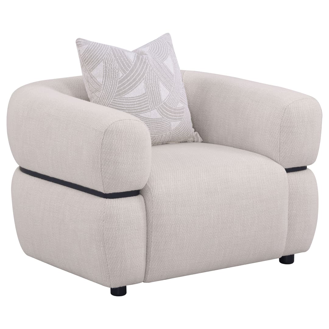 Jeanette Fabric Upholstered Round Arm Accent Chair Beige