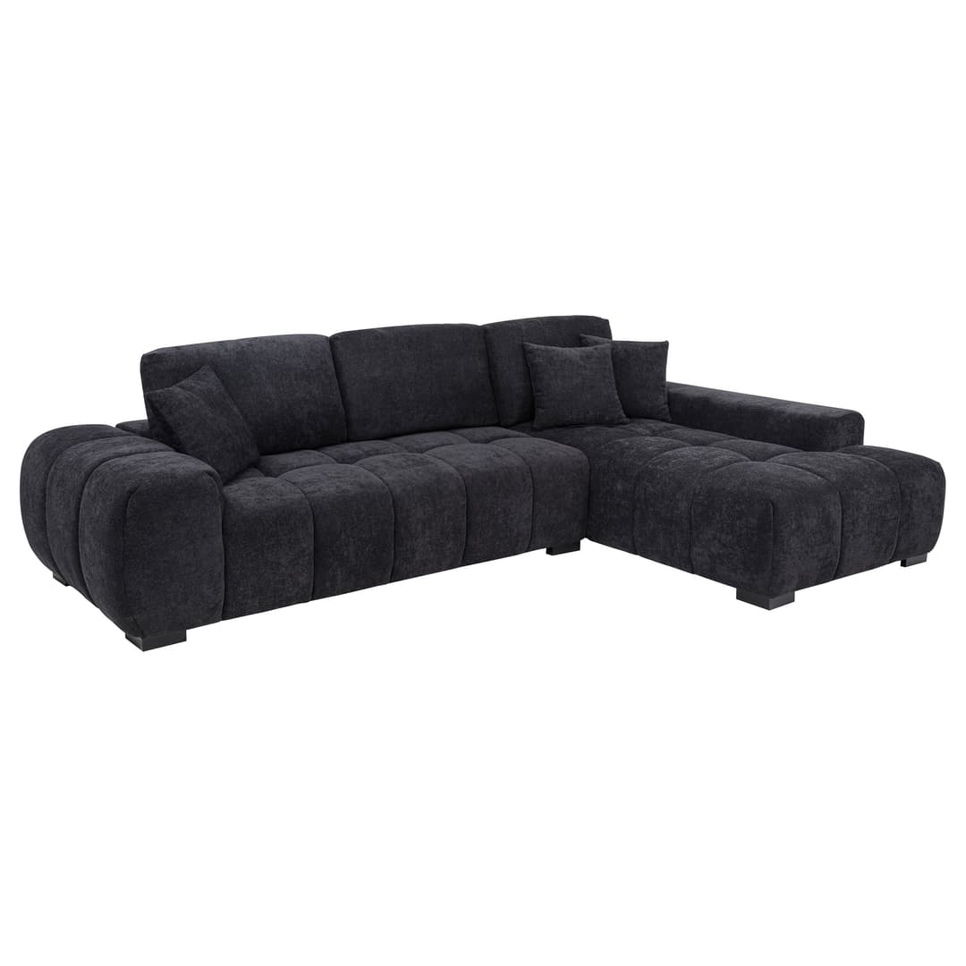 Octavia Upholstered Sectional Chaise Sofa Black
