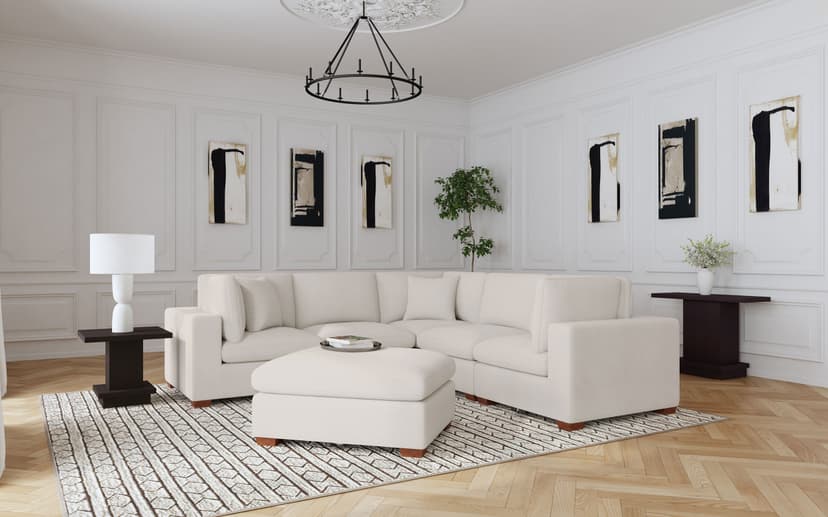 Lakeview 6-piece Upholstered Modular Sectional Sofa Ivory