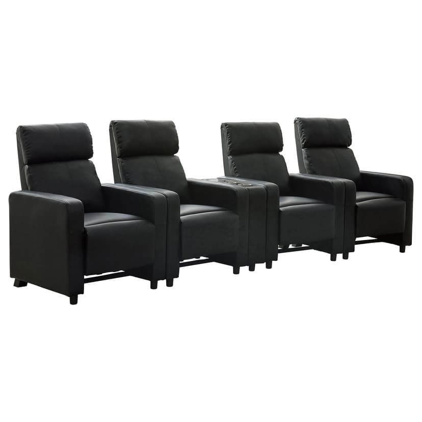 Toohey Upholstered Tufted Recliner Living Room Set Black