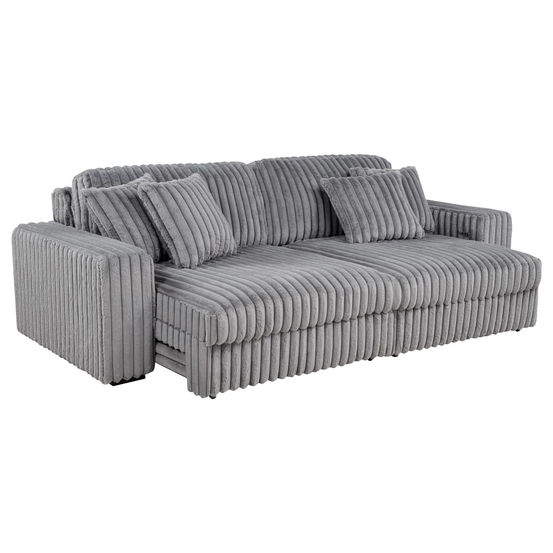 Jacana Corduroy Upholstered Dual Power Chaise Sofa Grey