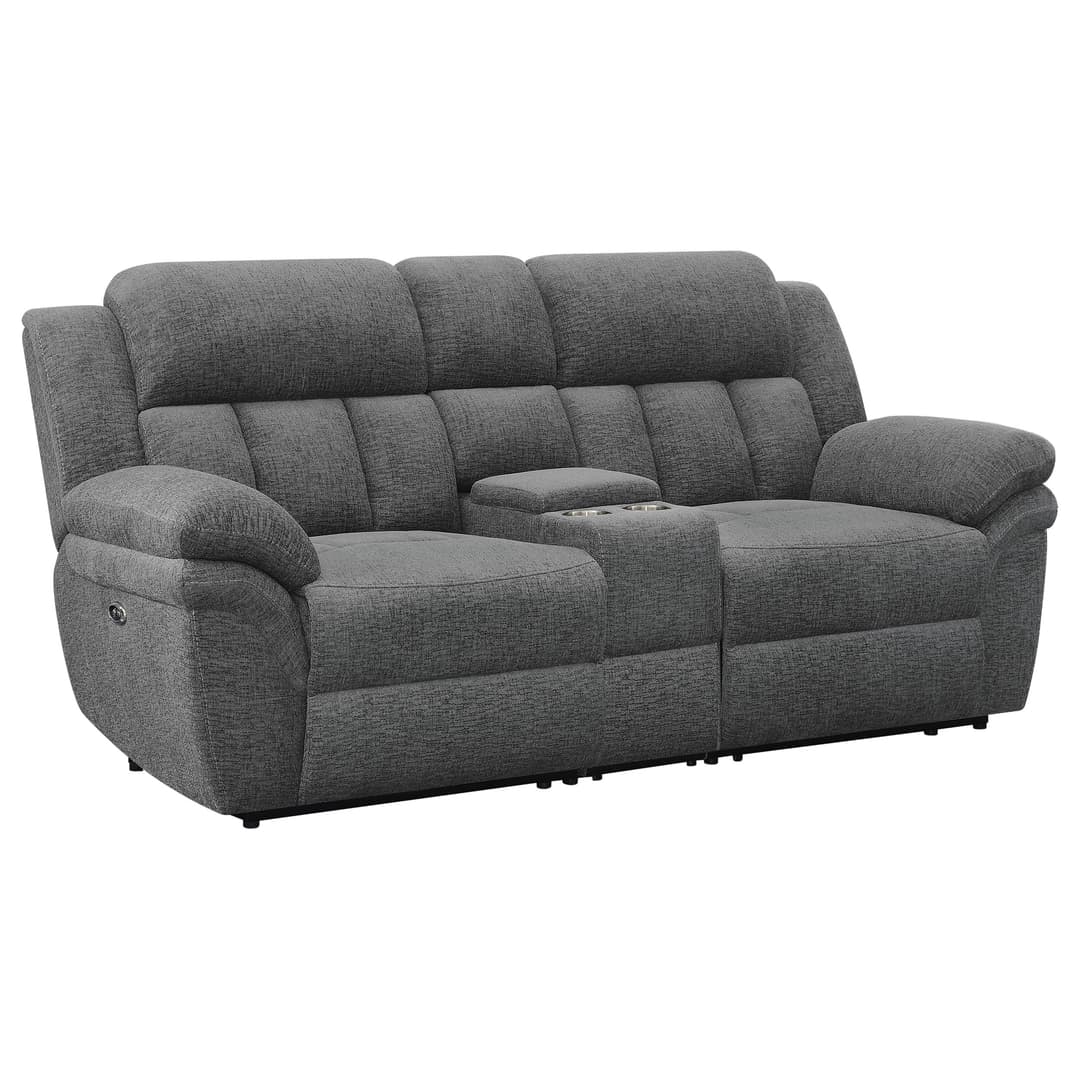 Bahrain Upholstered Power Loveseat Charcoal