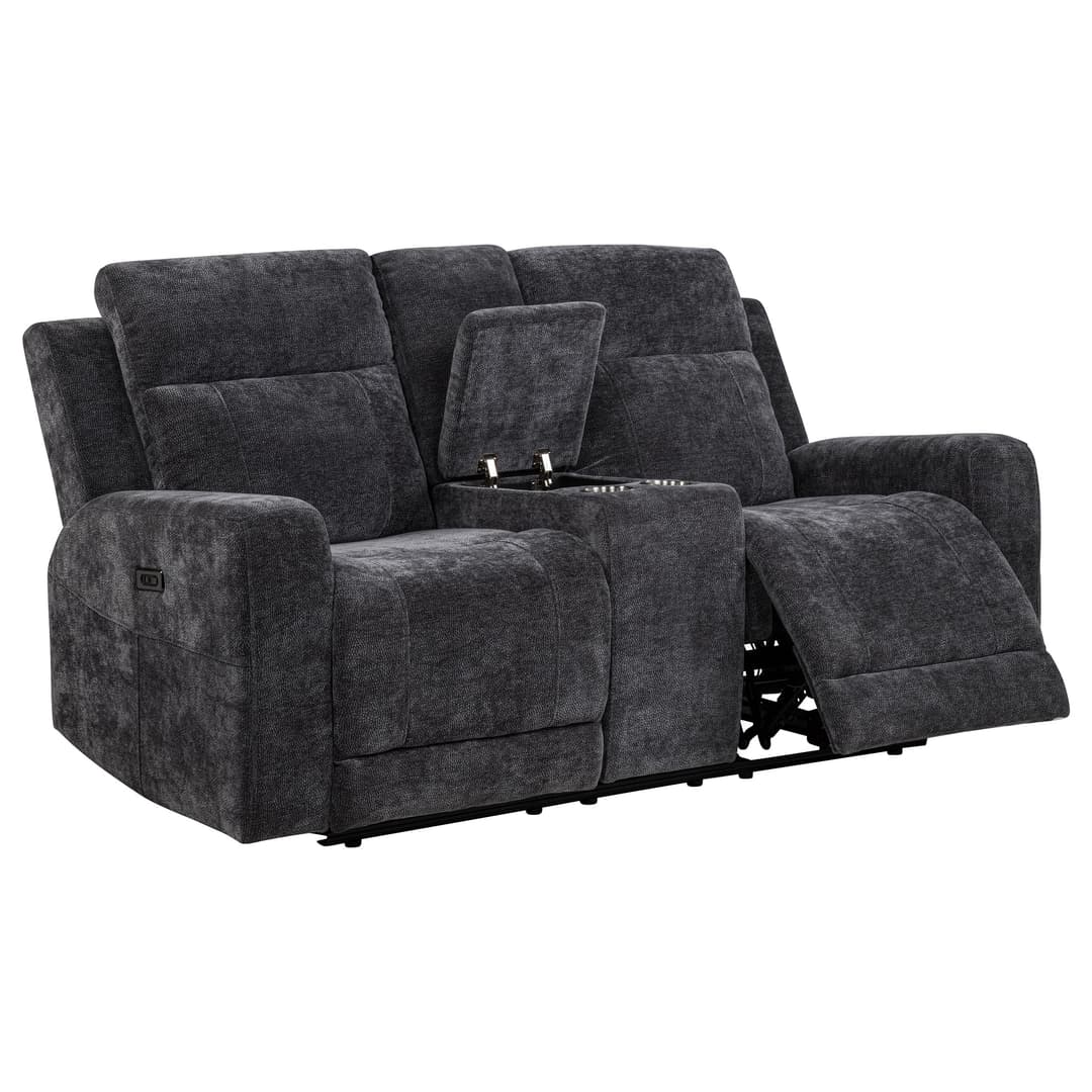 Kennett Chenille Upholstered Power Reclining Loveseat Grey