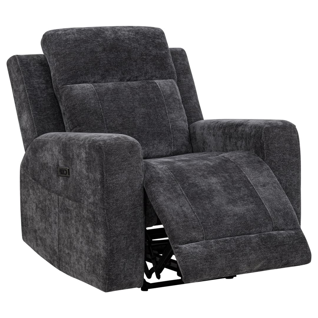 Kennett Chenille Upholstered Power Recliner Chair Dark Grey