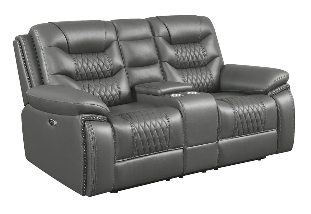 Flamenco Upholstered Power Reclining Loveseat Charcoal