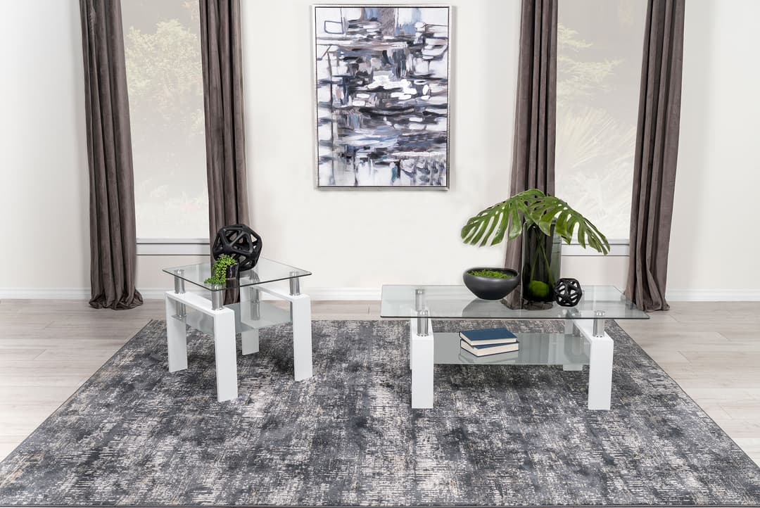 Dyer 2-piece Rectangular Coffee and End Table Set White