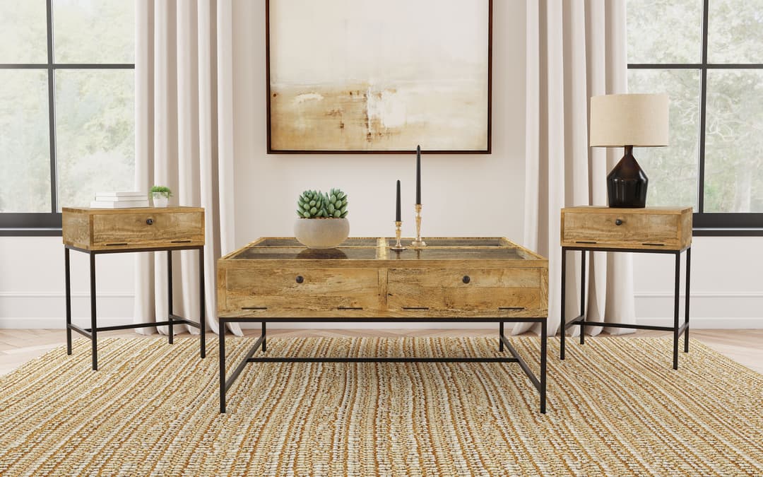 Stephie 3-piece Square Coffee and End Table Set Honey Brown