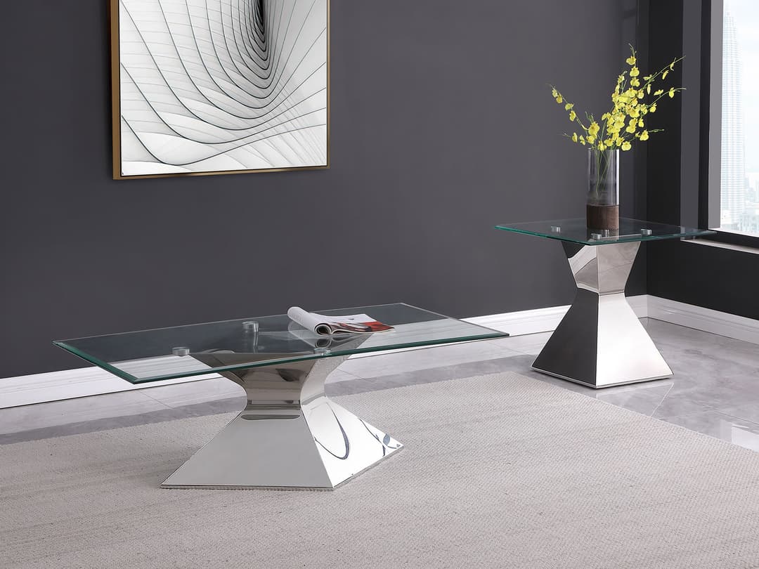 Jenny 2-piece Rectangular Coffee and End Table Set Chrome