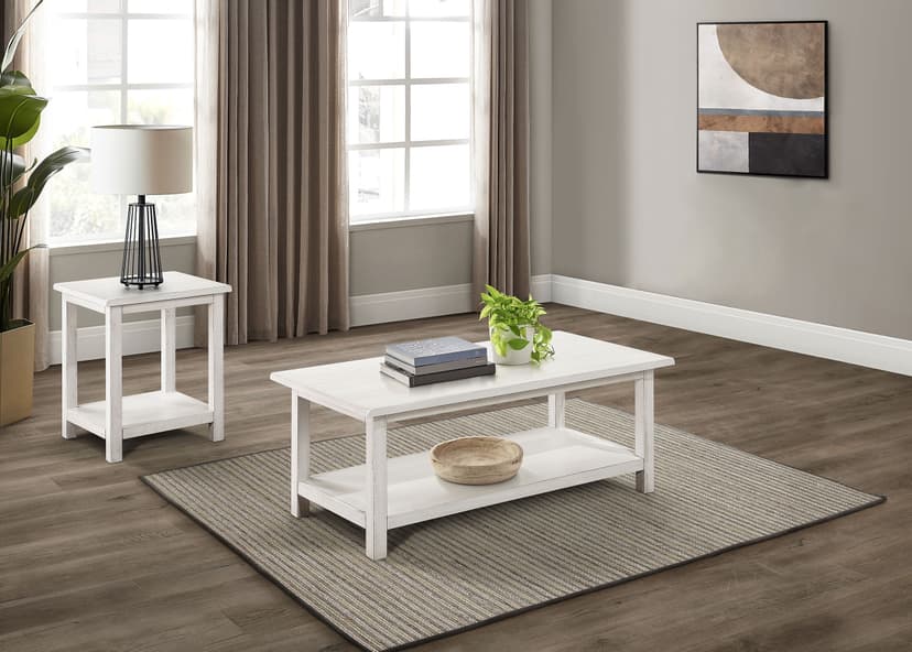Payne 2-piece Coffee and End Table Set Distressed White