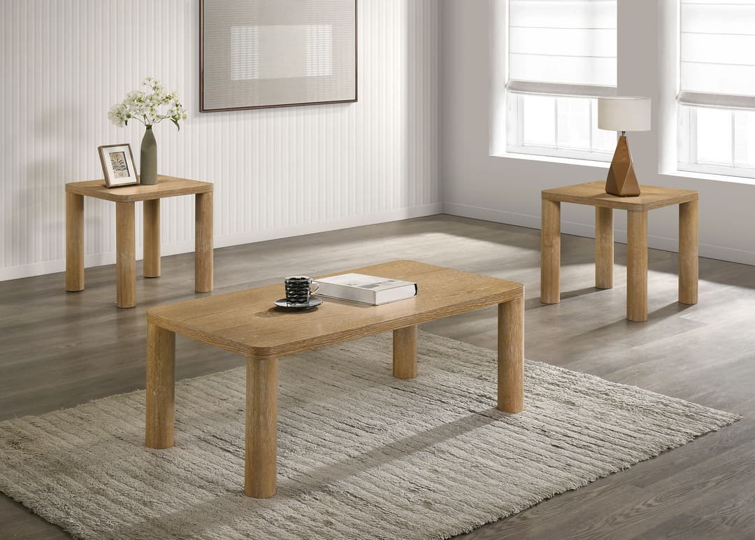 Castlewood 3-piece Cocktail Coffee Table Set Washed Oak